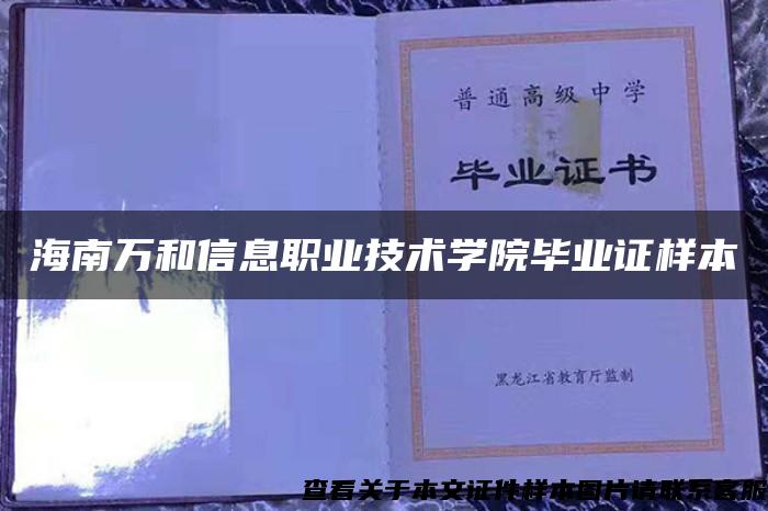 海南万和信息职业技术学院毕业证样本