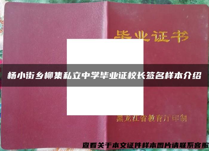 杨小街乡柳集私立中学毕业证校长签名样本介绍