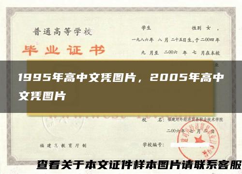 1995年高中文凭图片，2005年高中文凭图片