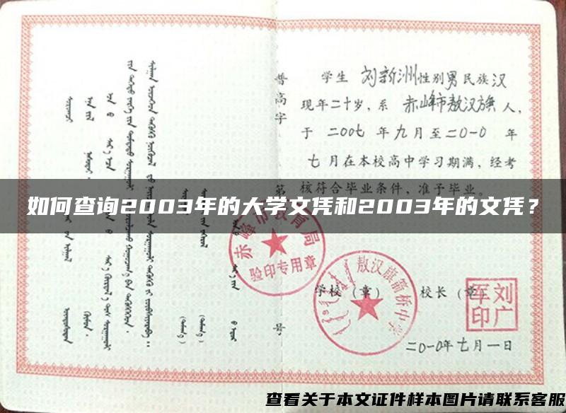 如何查询2003年的大学文凭和2003年的文凭？