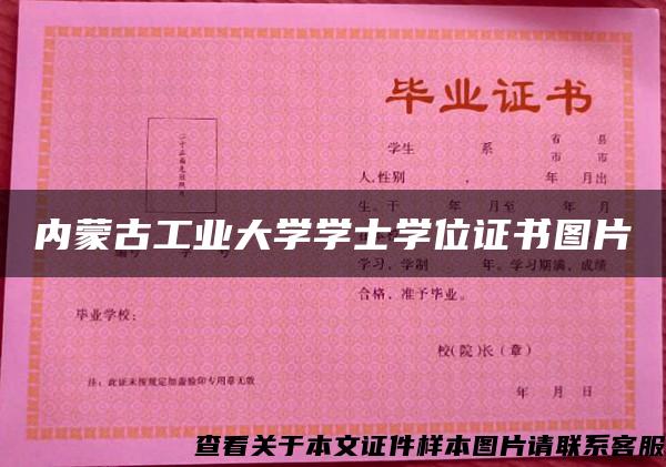 内蒙古工业大学学士学位证书图片