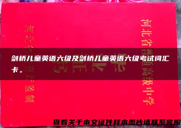 剑桥儿童英语六级及剑桥儿童英语六级考试词汇卡。