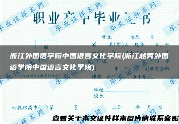 浙江外国语学院中国语言文化学院(浙江越秀外国语学院中国语言文化学院)