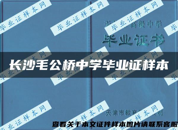 长沙毛公桥中学毕业证样本