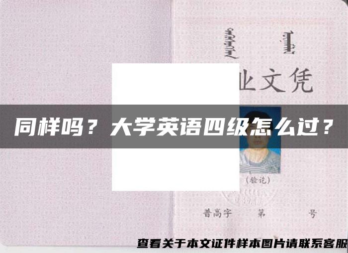 同样吗？大学英语四级怎么过？