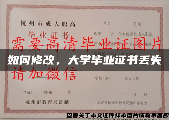 如何修改，大学毕业证书丢失