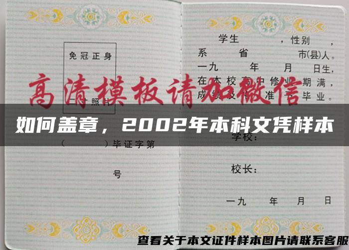 如何盖章，2002年本科文凭样本