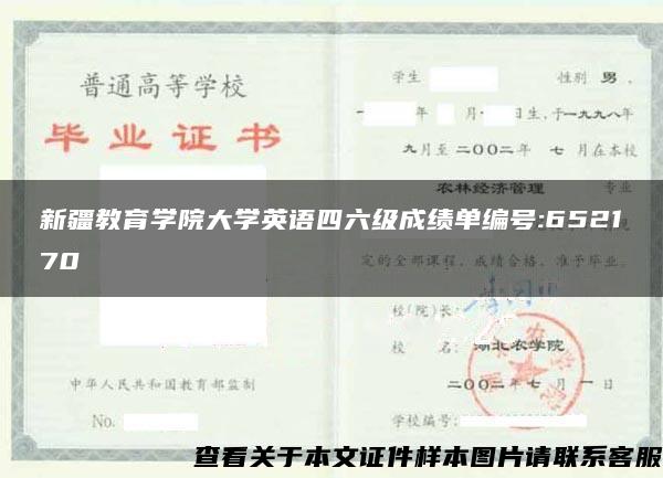 新疆教育学院大学英语四六级成绩单编号:652170