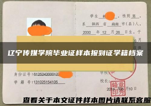 辽宁传媒学院毕业证样本报到证学籍档案