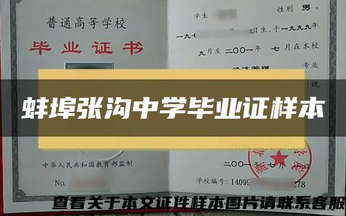 蚌埠张沟中学毕业证样本