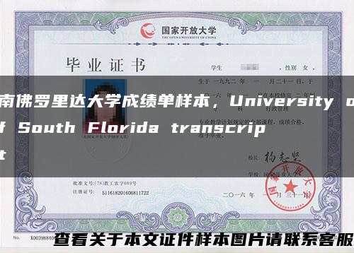 南佛罗里达大学成绩单样本，University of South Florida transcript