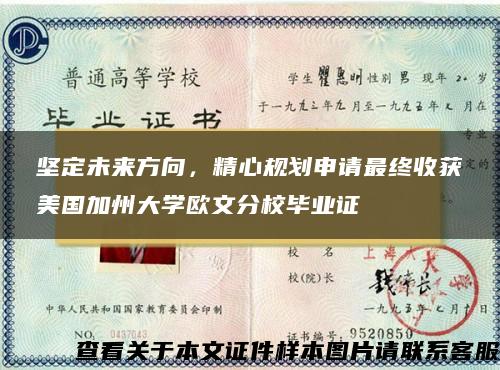 坚定未来方向，精心规划申请最终收获美国加州大学欧文分校毕业证