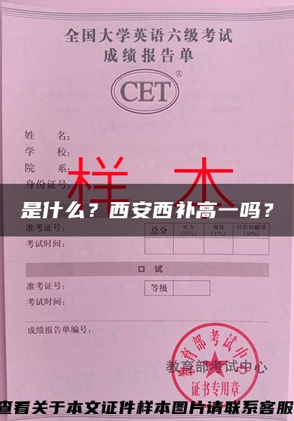 是什么？西安西补高一吗？