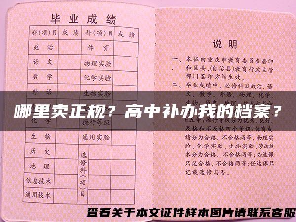 哪里卖正规？高中补办我的档案？