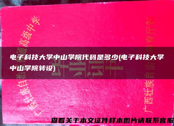 电子科技大学中山学院代码是多少(电子科技大学中山学院转设)