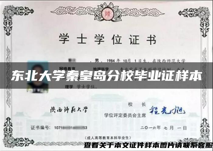 东北大学秦皇岛分校毕业证样本