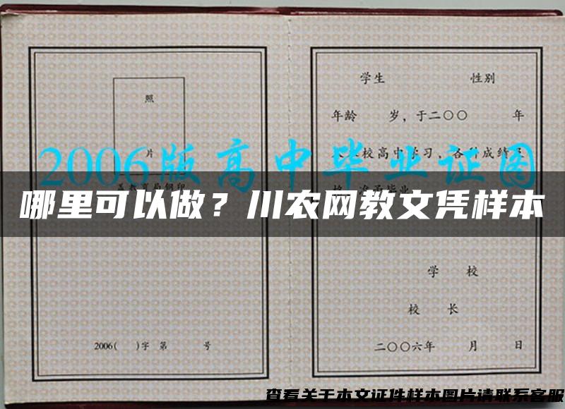 哪里可以做？川农网教文凭样本