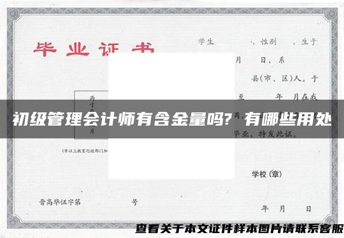 初级管理会计师有含金量吗? 有哪些用处