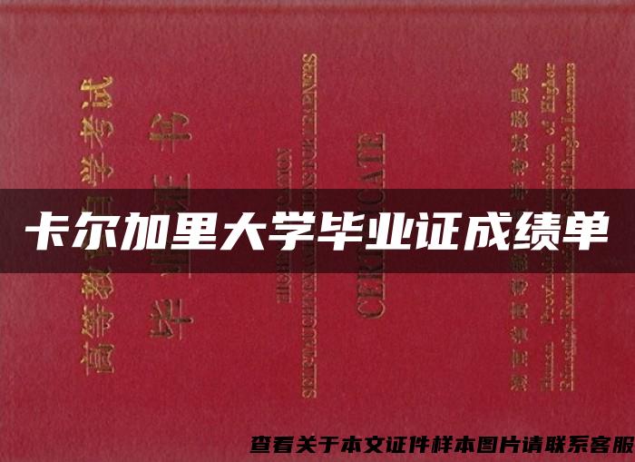 卡尔加里大学毕业证成绩单