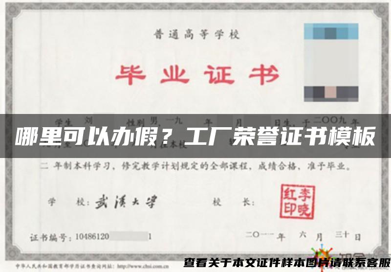 哪里可以办假？工厂荣誉证书模板