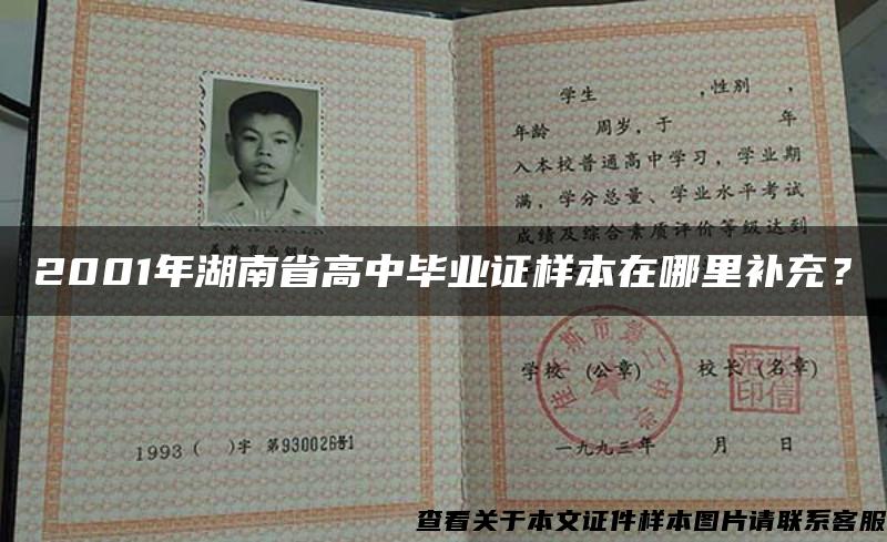 2001年湖南省高中毕业证样本在哪里补充？