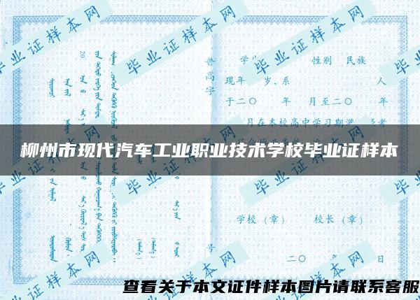 柳州市现代汽车工业职业技术学校毕业证样本