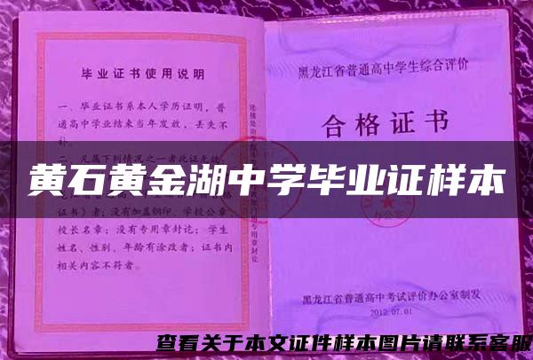 黄石黄金湖中学毕业证样本