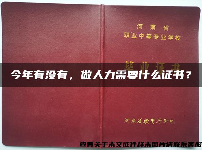 今年有没有，做人力需要什么证书？