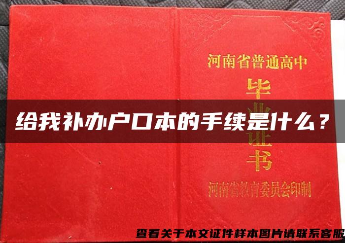 给我补办户口本的手续是什么？