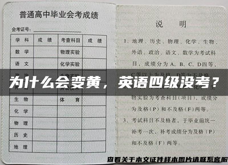 为什么会变黄，英语四级没考？