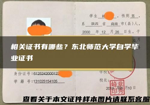 相关证书有哪些？东北师范大学自学毕业证书