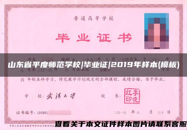 山东省平度师范学校|毕业证|2019年样本(模板)