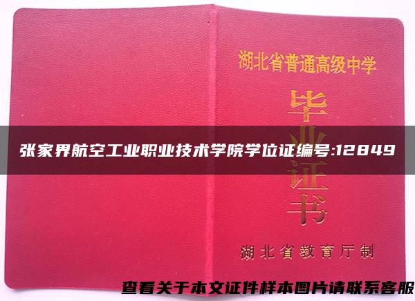 张家界航空工业职业技术学院学位证编号:12849