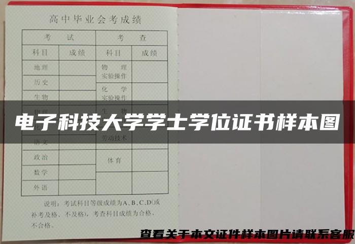 电子科技大学学士学位证书样本图