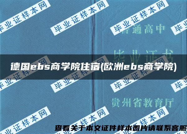 德国ebs商学院住宿(欧洲ebs商学院)