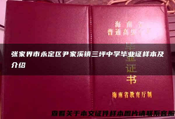 张家界市永定区尹家溪镇三坪中学毕业证样本及介绍