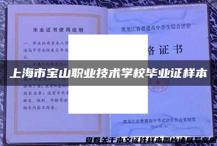 上海市宝山职业技术学校毕业证样本