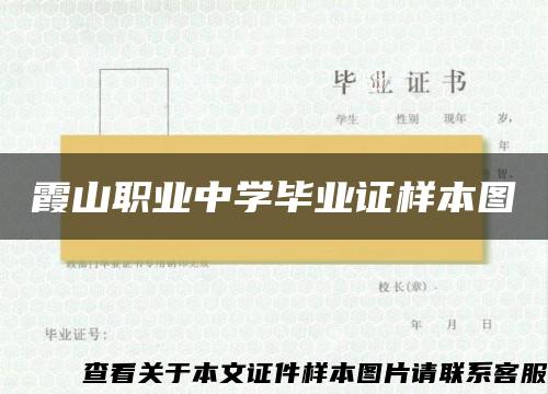 霞山职业中学毕业证样本图