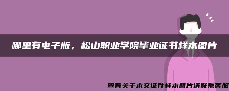 哪里有电子版，松山职业学院毕业证书样本图片