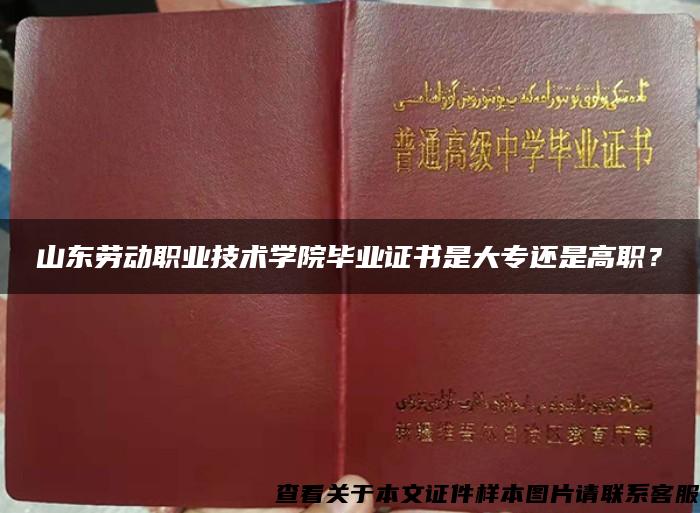 山东劳动职业技术学院毕业证书是大专还是高职？