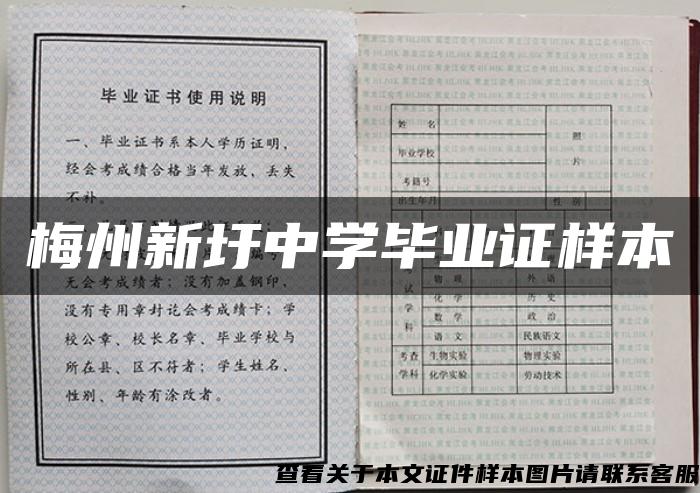 梅州新圩中学毕业证样本