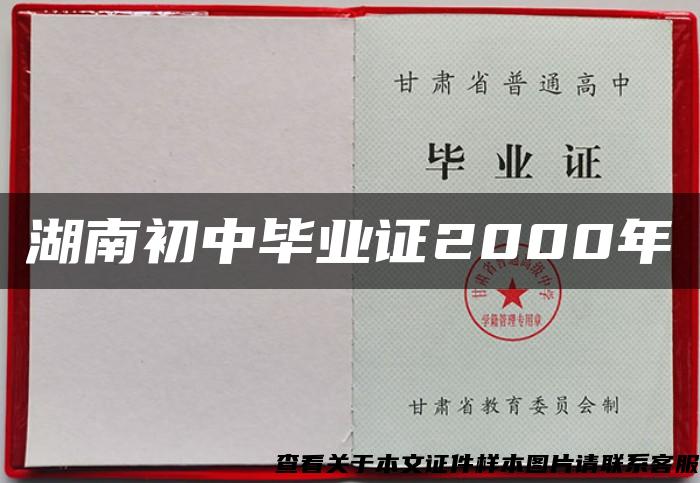 湖南初中毕业证2000年