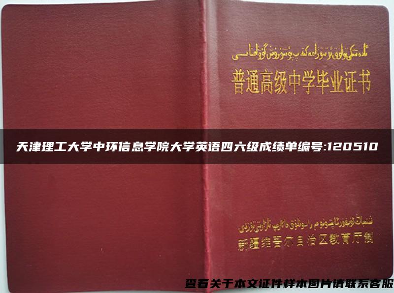 天津理工大学中环信息学院大学英语四六级成绩单编号:120510