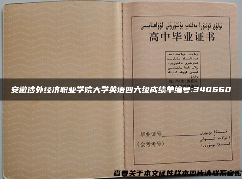 安徽涉外经济职业学院大学英语四六级成绩单编号:340660