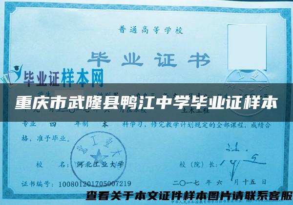 重庆市武隆县鸭江中学毕业证样本