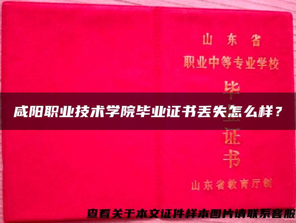 咸阳职业技术学院毕业证书丢失怎么样？