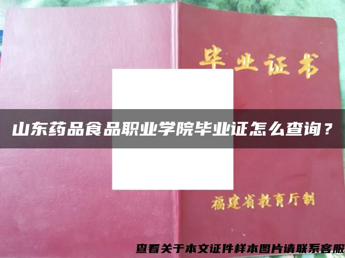 山东药品食品职业学院毕业证怎么查询？