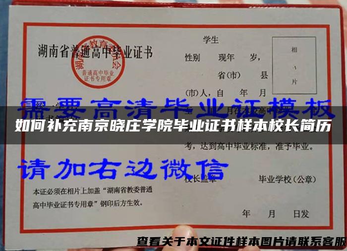 如何补充南京晓庄学院毕业证书样本校长简历