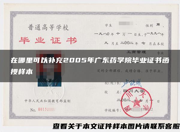 在哪里可以补充2005年广东药学院毕业证书函授样本