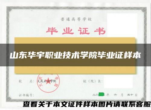 山东华宇职业技术学院毕业证样本